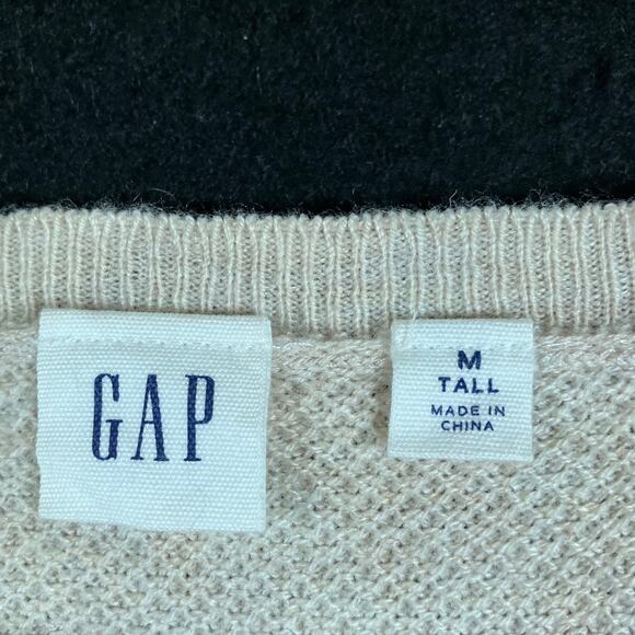 Gap Womens Sweater Cream V Neck Extra Fine Merino Wool Blend Medium Tall - Picture 6 of 12